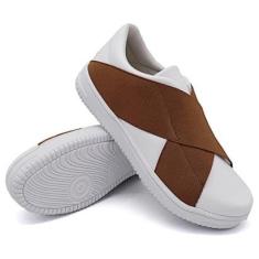 Tênis Calce Fácil Feminino Com Elásticos Cruzados Confortável e Estiloso-Feminino