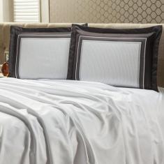 Jogo De Lençol Percal 400 Fios Casal 03 Peças - Casa Borda, Cinza