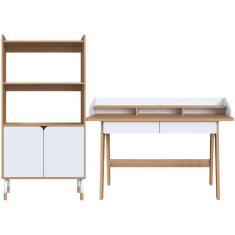 Escrivaninha 2 Gavetas E Armario 27999x27996 Hanover Branco Artesano Hanover Branco