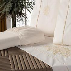 Jogo de Lençol Cama Solteiro Bordado Crivo 3 Peças 100% Algodão-Infant