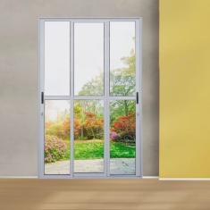Porta Sacada de Alumínio 3 Folhas Sequenciais Móveis 210 x 120cm Linha 25