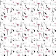 Papel Parede Branco Paris Bonjou Torre Eiffel Carta Coração