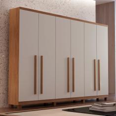 Guarda Roupa Casal Com Pés 6 Portas 6 Gavetas Conquista Imbuia-off White