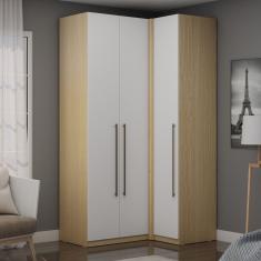 Guarda-roupa Modulado De Canto 100% Mdf 3 Gavetas Infinity Savana-branco