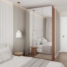 Guarda Roupas Modulado Com Espelho 3 Portas Com Cabideiro Hera Cabecasa Madeiramadeira Louro-cromado