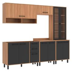 Cozinha Completa Modulada 5 Peças Com Gabinete Para Pia Havana Multimóveis Cr20323 Rovere/grafite Rovere/grafite