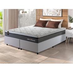 Conjunto Cama Box c/ Molas Ensacadas Benton Cinza Queen 158x198x71 - K