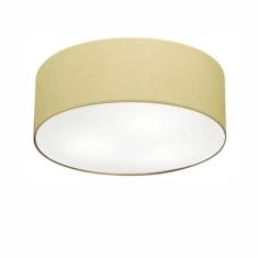 Plafon Cilíndrico Md-3014 Cúpula Em Tecido 50x15cm Algodão Crú - Bivolt