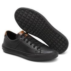 Tênis Casual Masculino Couro Sapatênis Sola Antiderrapante Lançamento-Masculino