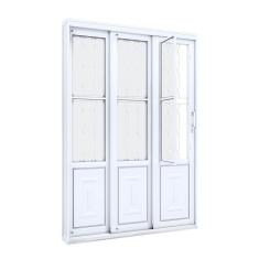 Porta de Aço de Correr 213x150 com Grade Quadrada e Postigo Facilita Lucasa Branco