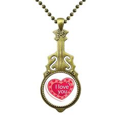 DIYthinker Colar de coração rosa para Dia dos Namorados I Love You (Dia dos Namorados)