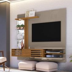 Painel para TV até 55 Polegadas 2 Portas Frizz Supreme Madetec Cinza/Naturale