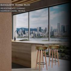 Banco Banqueta Roma Slim Redonda Alta 70cm Camel