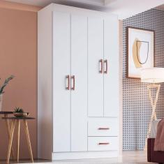 Guarda-Roupa Solteiro Rosario 4 Portas 2 Gavetas Branco - Doripel