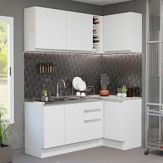 Cozinha Completa de Canto Madesa Glamy 269001 com Armário e Balcão (sem Tampo e Pia) - Branco