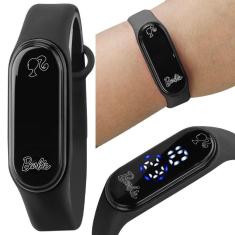 Barbie Relogio Digital Prova Dagua Led Silicone Infantil Qualidade Preto Pulseira Ajustavel