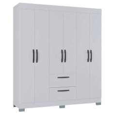 Guarda Roupa Casal Ambiente Tóquio 6 Portas Branco Brilho - Poquema