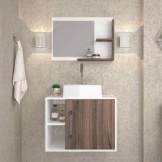 Conjunto para Banheiro Gabinete com Cuba Quadrada Q32 e Espelheira Lau