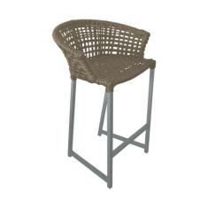 Banqueta Reis em Corda Náutica e Base em Alumínio Cinza para Área Gour