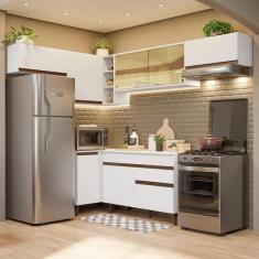 Armário de Cozinha Completa de Canto 402cm Branco Reims Madesa 04, Bra