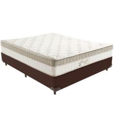 Cama Box Marrom E Colchão King Best Bege Molas Ensacadas Casal Anjos