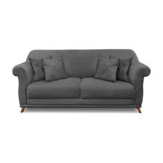 Sofá 3 Lugares Abruzzo Suede Cinza 180 cm