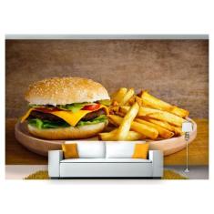 Papel De Parede Chesseburguer Queijo Carne 3D Al162 - Você Decora