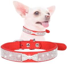 Coleiras de diamante para cães pequenos, coleiras para filhotes de cachorro de strass com laço, coleiras de gato de cristal brilhantes brilhantes para meninas, animais de estimação, PPP, PP, pequeno