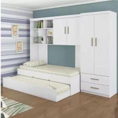 Quarto Infantil Chiara Completo com Cama de Solteiro, Cama Auxiliar - 