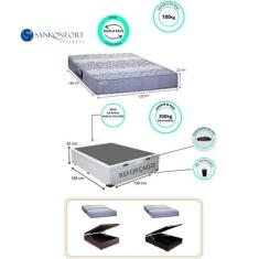 Conjunto Cama Box Baú Casal Viúva + Colchão Espuma Ortopédica Sankonfo
