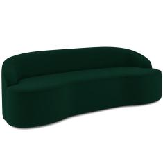 Sofá 3 Lugares Curvo Sala de Estar Living Lótus D02 Veludo Verde Musgo 180 cm C-303 - Lyam