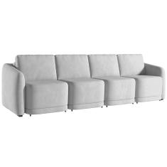 Sofá Cama para Sala de Estar 5 Lugares 436cm Montserrat K01 Veludo Cinza - Lyam Decor