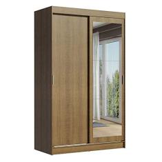 Guarda-Roupa Solteiro Madesa Tokio 2 Portas de Correr com Espelho 2 Gavetas - Rustic