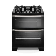 Fogão 5 bocas Electrolux Preto Experience Mesa de Vidro, 2 Fornos e PerfectCook360 (FE5DB)