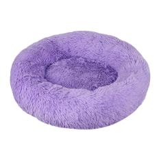 Cama calmante para cães e gatos, cama para cães antiansiedade, cama redonda para cães e gatos, cama macia e aconchegante para aquecer cães, cama macia macia e fofa de pelúcia para cães e gatos, roxa 120 x 120 cm