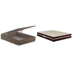 Cama Box de Casal Hellen Millenium Espuma D33 com Box Baú Probel Universal 59x138x188 cm - Marrom/Bege