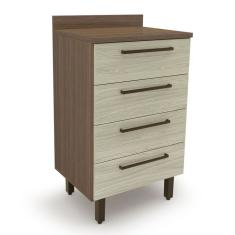 Balcão de Cozinha com Tampo Evolution 4 Gavetas Tannat e Legno Crema