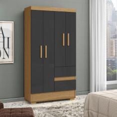 Guarda Roupa Solteiro 4 Portas 2 Gavetas com Pés Coimbra Aramóveis