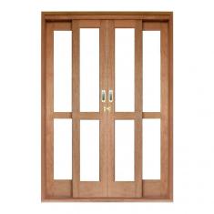 Porta de Correr Panorâmico 4 Folhas Cedro Arana 215 x 180 x 14cm Isabela Revestimentos Marroml