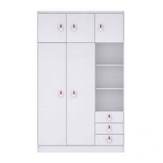 Guarda-Roupa de Bebê 5 Portas 3 Gavetas Baby Móveis Percasa Flex Color Branco