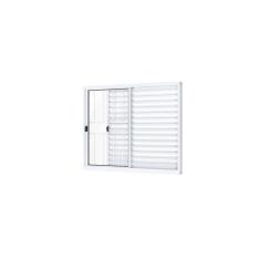 Janela Veneziana de Correr Lateral 3 Folhas com Grade Alumínio 100cmx150cm Riobras Branco