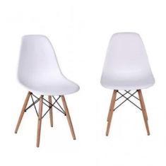 Kit 2 Cadeiras Base Madeira DKR Eames OR Design Branco