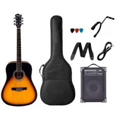 Kit Violão Elétrico De Aço Memphis Sunburst MW20 + Caixa