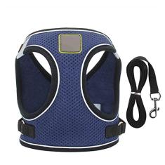 Conjunto de coleira e coleira para filhotes, colete à prova de fuga para cães pequenos e médios, arnês reflexivo ajustável, malha macia, ajuste confortável, sem puxar, não engasgar (GG (47 a 52 cm),