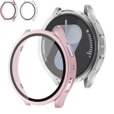 2 peças de capa para Samsung Galaxy Watch 7 protetor de tela de 40 mm e 44 mm masculino/feminino, protetor de policarbonato rígido completo + capa protetora de vidro temperado para Samsung Galaxy