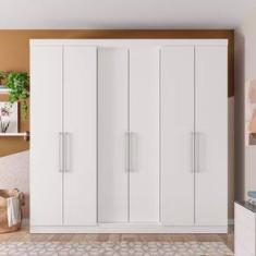 Guarda-Roupa Casal Bartira Napoli UP com 234,5cm de Largura, 6 Portas, 4 Gavetas e 4 Prateleiras