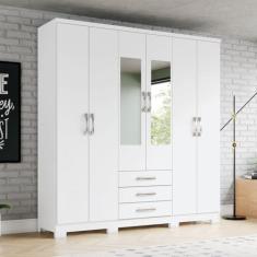 Guarda-roupa Solteiro 6 Portas 3 Gavetas com Espelho Caju - Henn