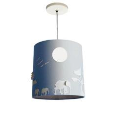Lustre Infantil Pendente Safári 25x25 Azul bebê - Tom Luz