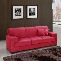 Sofá 3 Lugares Manuela Suede Vermelho Império Estofados