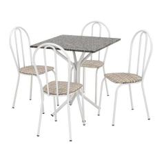 Conjunto de Mesa Thais com 4 Cadeiras Branca Rattan - Artefamol